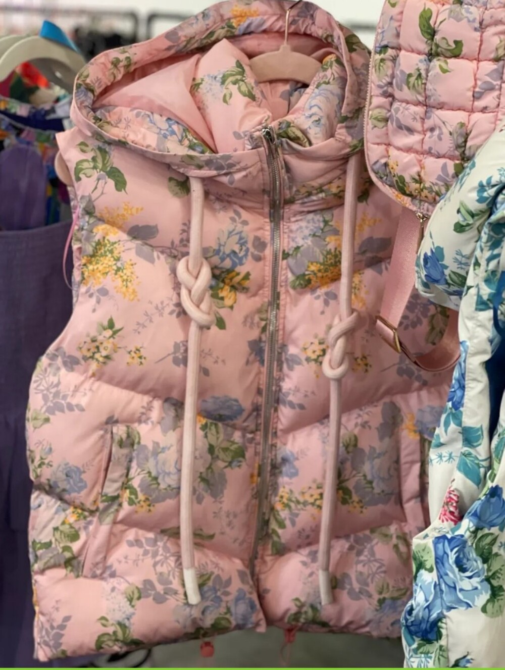 NWOT TCEC Pink Floral Puffer Vest
